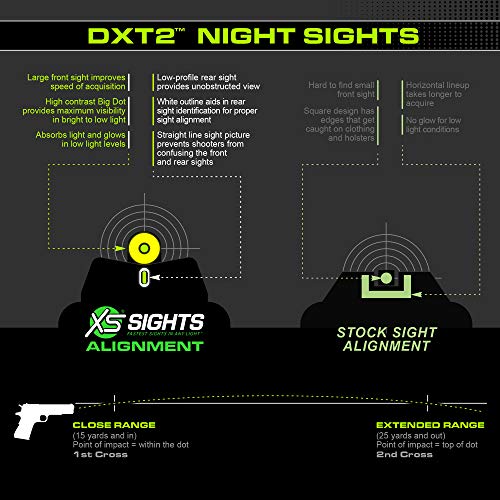 XS Sights DXT2 Pistol Sights S&W M&P Shield, Yellow