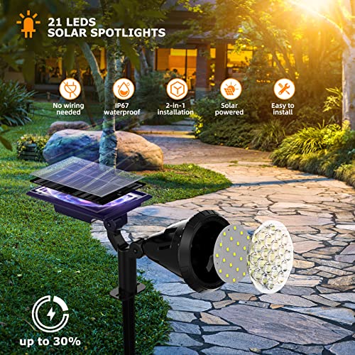 XTGTP Solar Spot Lights Outdoor, 21 LEDs Solar Outdoor Lights Auto...