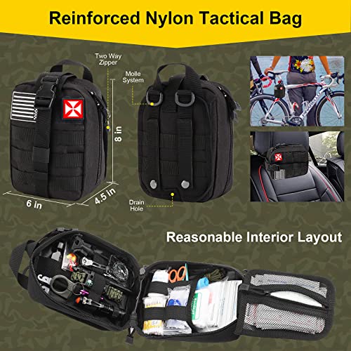 Survival First Aid Kit, 248PCS Survival Tools Camping Essentials T...