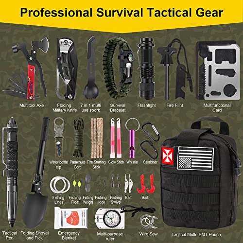 Survival First Aid Kit, 248PCS Survival Tools Camping Essentials T...