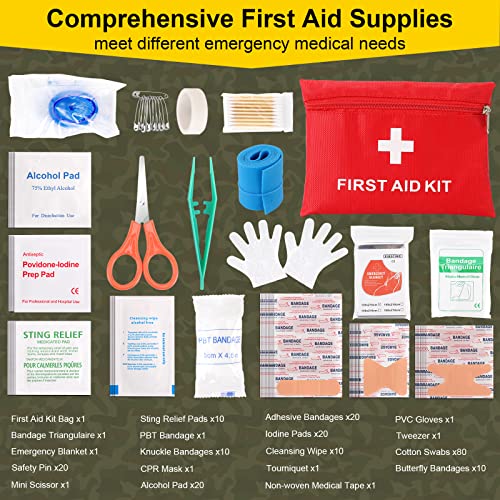 Survival First Aid Kit, 248PCS Survival Tools Camping Essentials T...