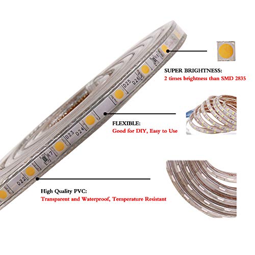 XUNATA 82ft AC 110-120V Flexible RGB LED Strip Lights, Waterproof ...