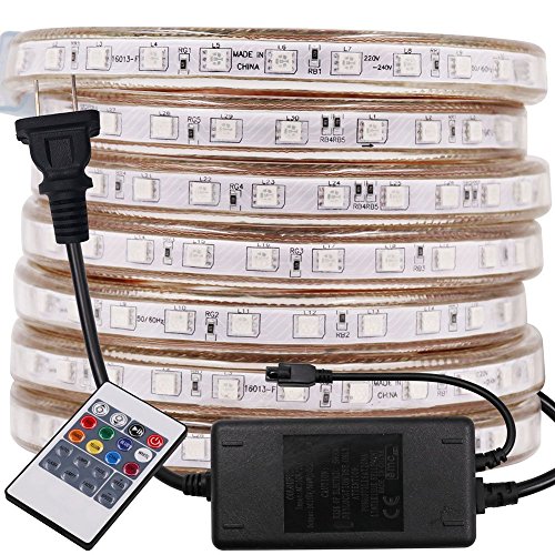 XUNATA 82ft AC 110-120V Flexible RGB LED Strip Lights, Waterproof ...