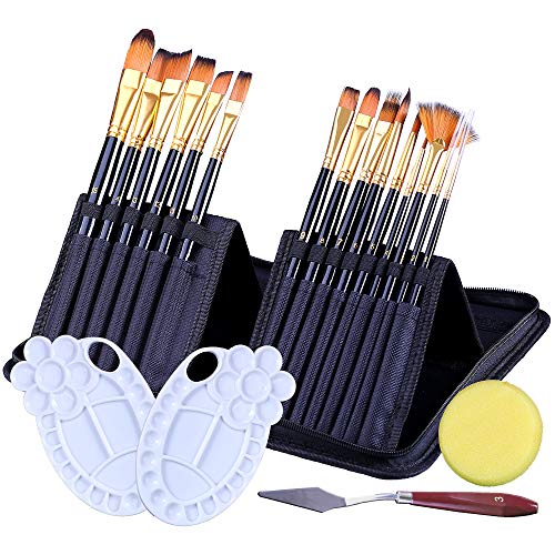 Artists Paint Brushes Set, 15pcs Paint Brushes for Acrylic Waterco...