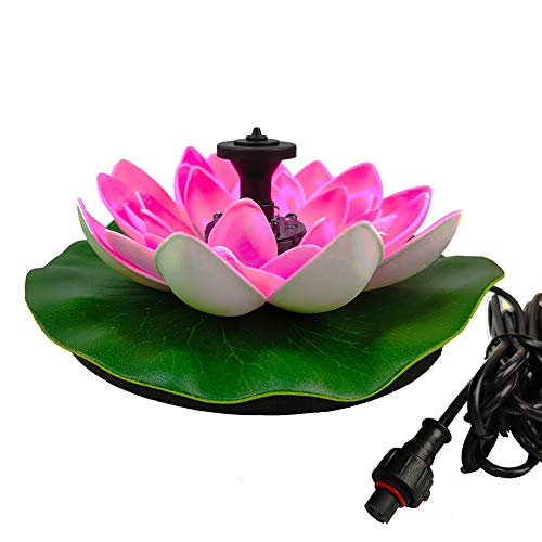 XXDMZ with Led Light Solar-Powered Floating Lotus Fountain for Pon...