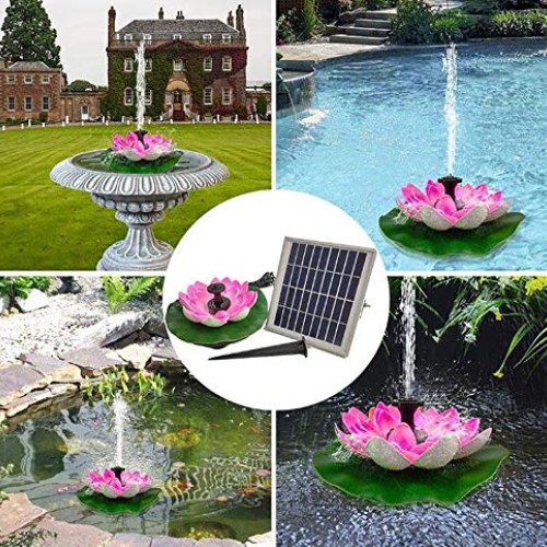 XXDMZ with Led Light Solar-Powered Floating Lotus Fountain for Pon...