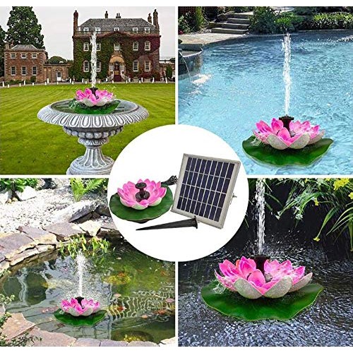 XXDMZ with Led Light Solar-Powered Floating Lotus Fountain for Pon...