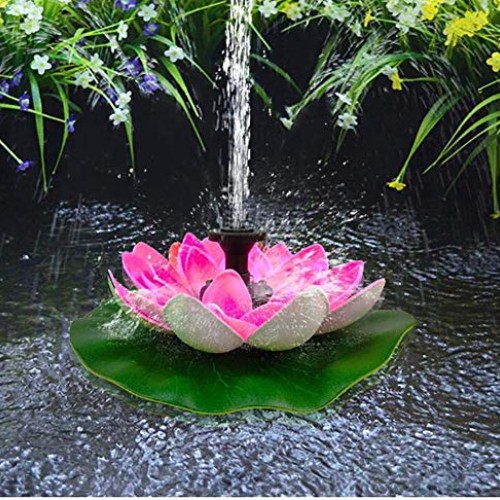 XXDMZ with Led Light Solar-Powered Floating Lotus Fountain for Pon...