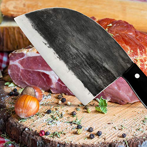 Handmade Forged Camping Chef Knife Full Tang Butcher Knife Outdoor...