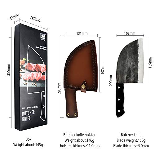 Handmade Forged Camping Chef Knife Full Tang Butcher Knife Outdoor...