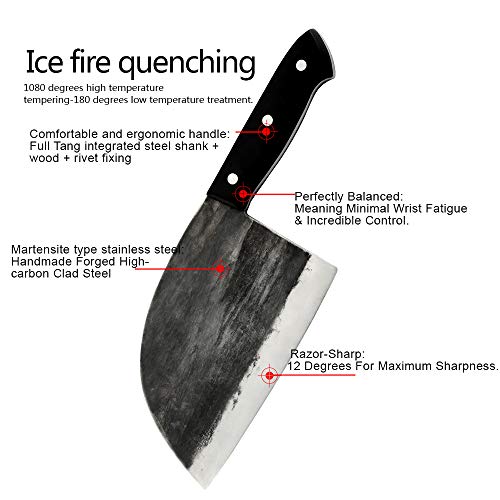 XYJ Full Tang Butcher Knife Handmade Forged Kitchen Chef Knife Hig...
