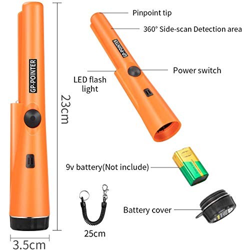 XYWN Metal Detector, IP66 Waterproof LED Pin Pointer 360° Scan Aut...