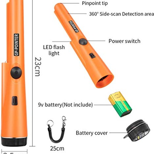 XYWN Metal Detector, IP66 Waterproof LED Pin Pointer 360° Scan Aut...