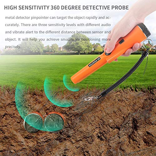 XYWN Metal Detector, IP66 Waterproof LED Pin Pointer 360° Scan Aut...