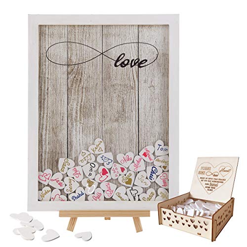 Y&K Homish Wedding Guest Book Wooden Picture Frame, Drop Top Frame...