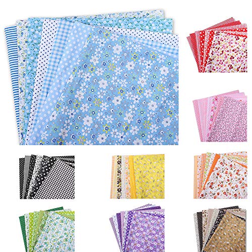 7 Pcs Cotton Craft Fabric Bundle Squares Patchwork Lint Floral Pat...