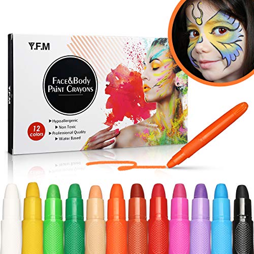 Paint Crayons Kit, Y.F.M Face&Body Paint Crayons, Safe, Non-Toxic ...