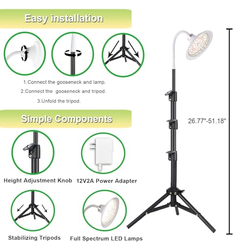 yadoker Halo Grow Light, Full Spectrum LED Floor Plant Light for I...