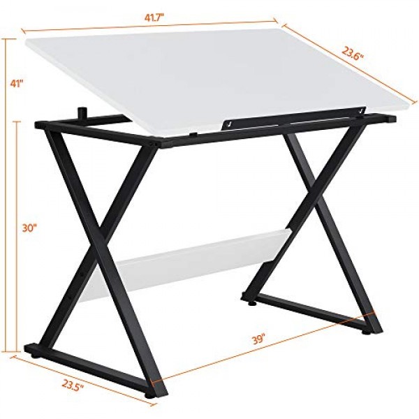 YAHEETECH Drafting Draft Desk Drawing Table Desk Tabletop Tilted A...