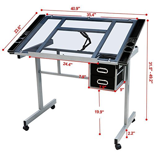 YAHEETECH Drafting Table Drawing Desk Art Desk Table Art Artist Cr...