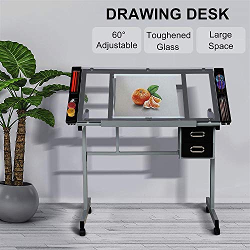 YAHEETECH Drafting Table Drawing Desk Art Desk Table Art Artist Cr...