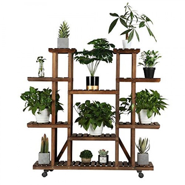 Yaheetech Plant Stand Shelf Indoor - 6 Tier Tiered Wood Plant Flow...