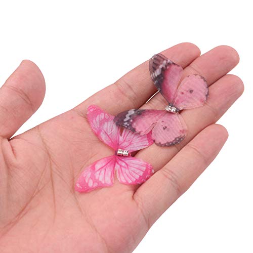 YAKA 20Pcs Double Layer Ribbon Organza Fabric Butterfly Mixed Colo...