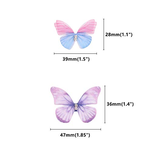 YAKA 20Pcs Double Layer Ribbon Organza Fabric Butterfly Mixed Colo...