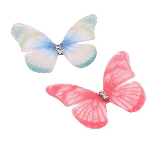 YAKA 20Pcs Double Layer Ribbon Organza Fabric Butterfly Mixed Colo...