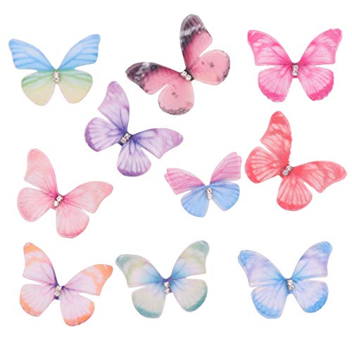 YAKA 20Pcs Double Layer Ribbon Organza Fabric Butterfly Mixed Colo...