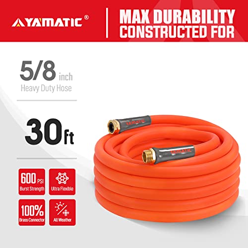 YAMATIC Heavy Duty Garden Hose 5/8 in x 30 ft, Super Flexible Wate...