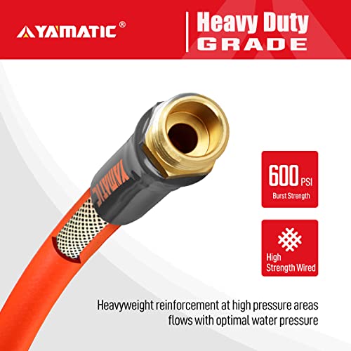 YAMATIC Heavy Duty Garden Hose 5/8 in x 30 ft, Super Flexible Wate...