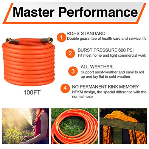 YAMATIC Ultra Flexible & Heavy Duty Garden Hose 5/8 in x 100 ft, B...