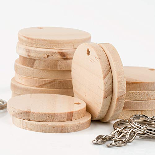 Yangbaga 80 Pcs Natural Wood Slices ，1.5 inch Unfinished Wood Sig...