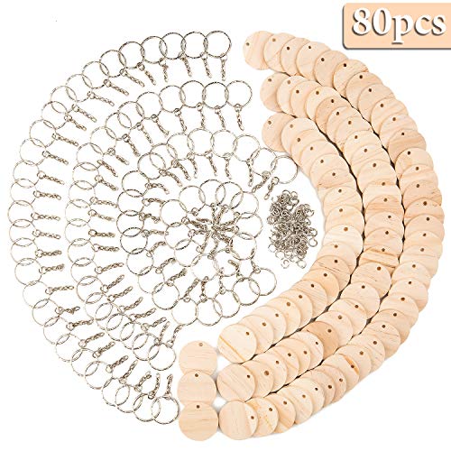 Yangbaga 80 Pcs Natural Wood Slices ，1.5 inch Unfinished Wood Sig...