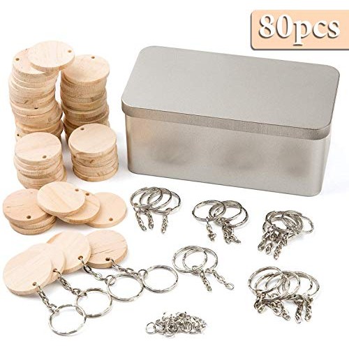 Yangbaga 80 Pcs Natural Wood Slices ，1.5 inch Unfinished Wood Sig...