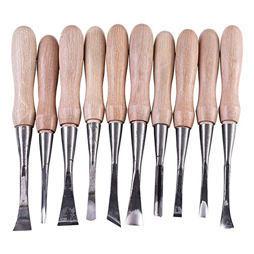 10Pcs55 Steel Professional Wood Carving Hand Chisels Set Wood Chis...