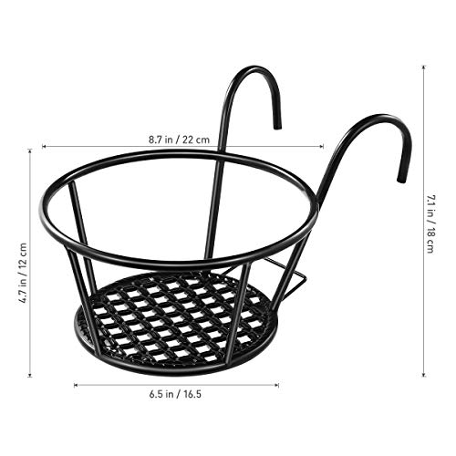 Yardwe Over The Rail Flower Pot Holder for Railings Planter Iron F...
