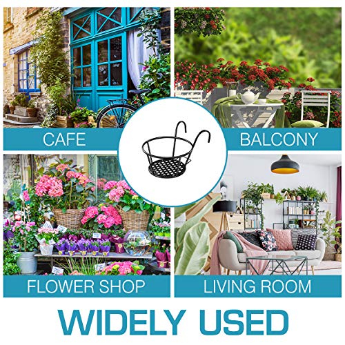 Yardwe Over The Rail Flower Pot Holder for Railings Planter Iron F...