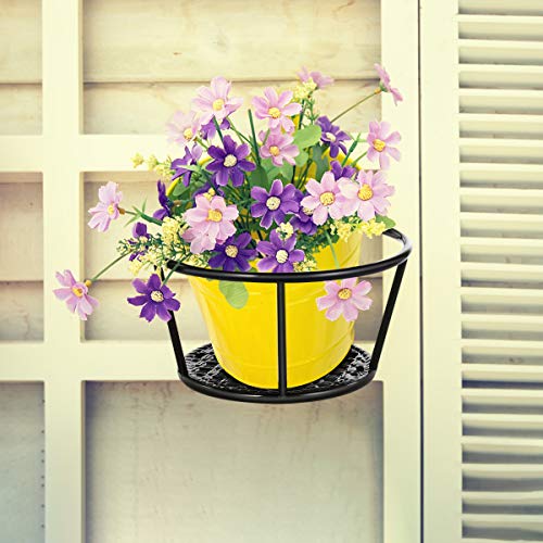Yardwe Over The Rail Flower Pot Holder for Railings Planter Iron F...