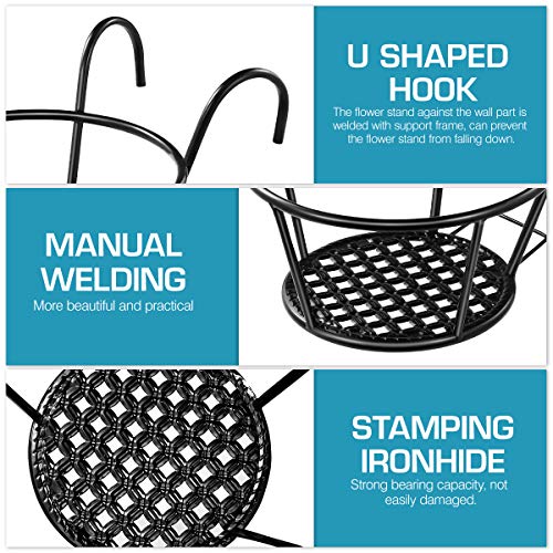 Yardwe Over The Rail Flower Pot Holder for Railings Planter Iron F...