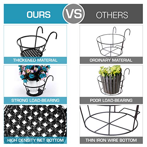 Yardwe Over The Rail Flower Pot Holder for Railings Planter Iron F...