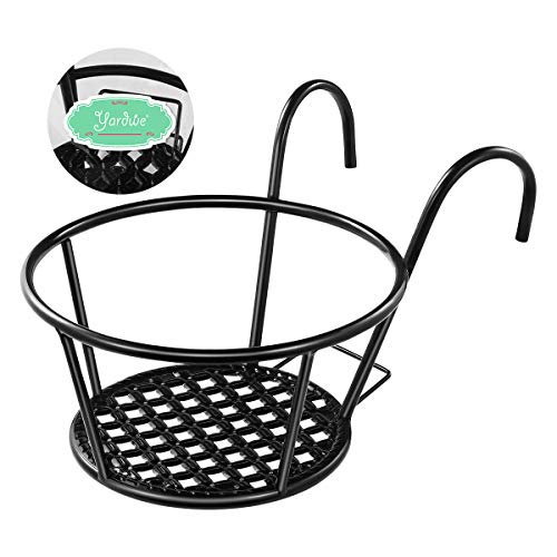 Yardwe Over The Rail Flower Pot Holder for Railings Planter Iron F...