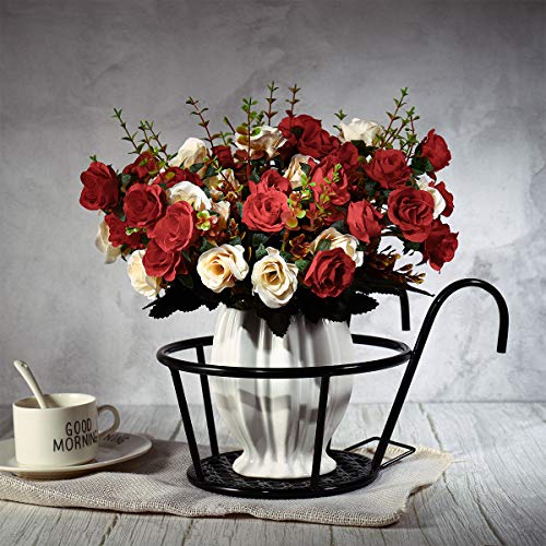 Yardwe Over The Rail Flower Pot Holder for Railings Planter Iron F...
