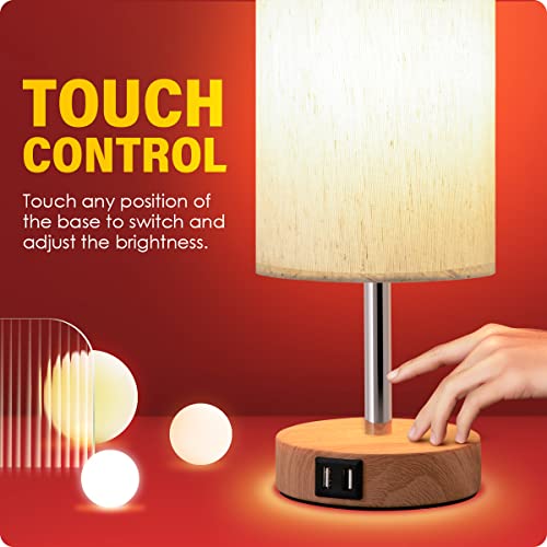 Yarra-Decor Bedside Lamp with USB Port - Touch Control Table Lamp ...