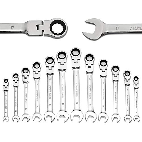 Yashong 12-Piece 8-19MM Metric Flex-Head Ratcheting Wrench Set, Pr...
