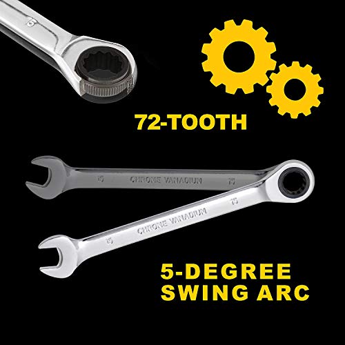 Yashong 20-Piece SAE & Metric Ratcheting Wrench Set, Professional ...