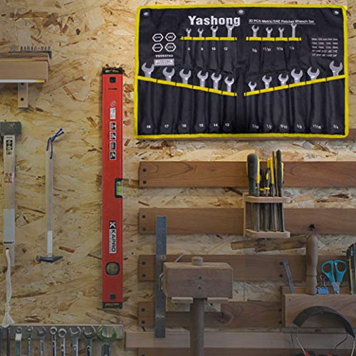 Yashong 20-Piece SAE & Metric Ratcheting Wrench Set, Professional ...