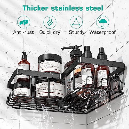 YASONIC Corner Shower Caddy, 3-Pack Adhesive Shower Caddy with Soa...