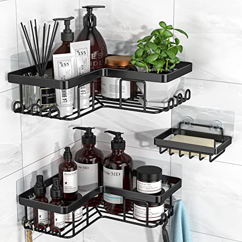 YASONIC Corner Shower Caddy, 3-Pack Adhesive Shower Caddy with Soa...